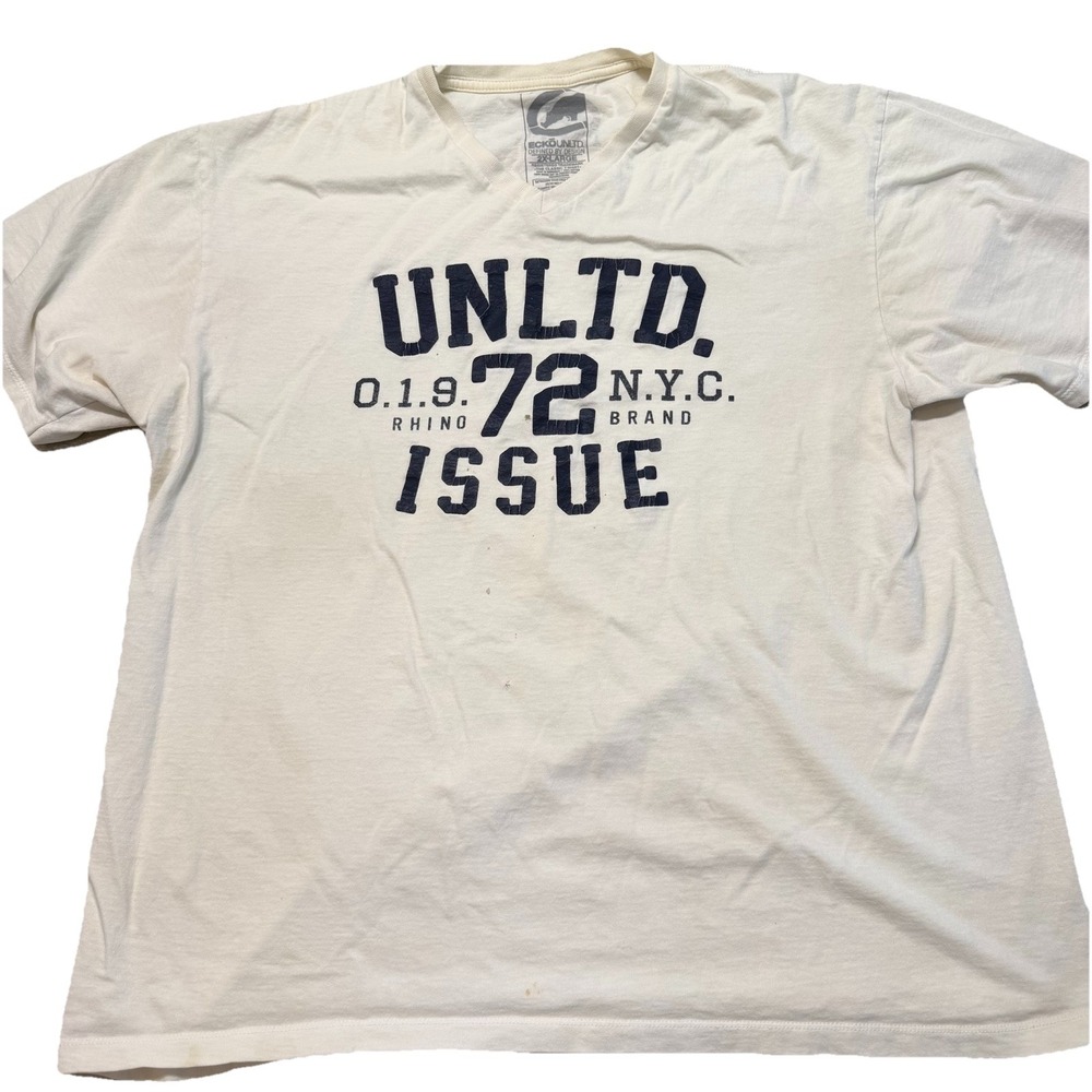 Ecko Unltd White Graphic T Shirt 2XL Rhino Logo "Seven Since"